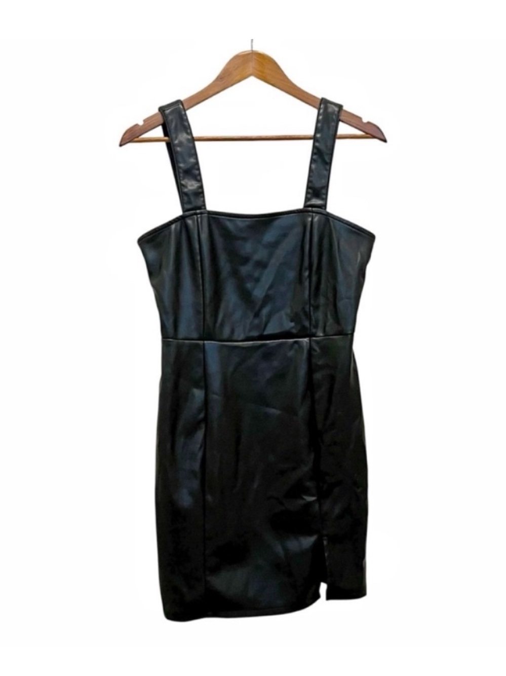 Nasty Gal Mini Dress Black Faux Leather Size 8 Sleeveless Club Going Out Goth
